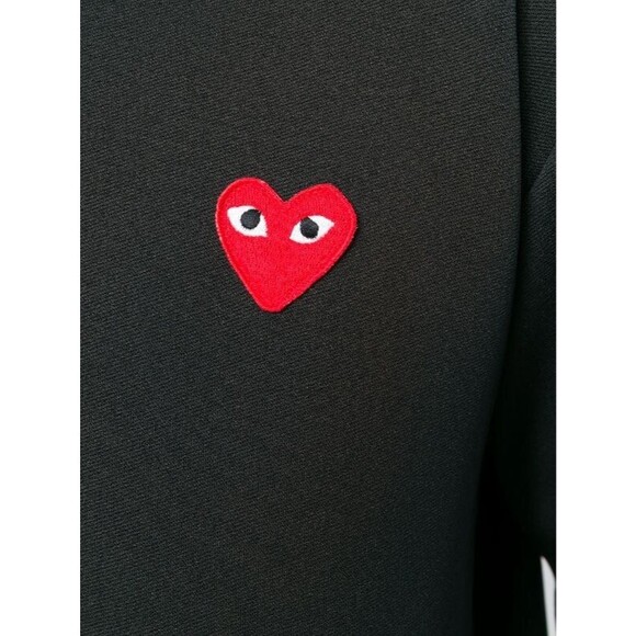 COMME DES GARCONS CDG PLAY BLACK FULL ZIP HOODIE WITH RED HEART SIZE SMALL - Picture 7 of 14